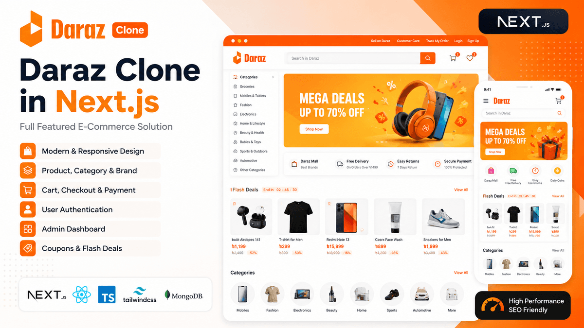 Daraz Clone in Next.js – Full Featured E-Commerce Solution