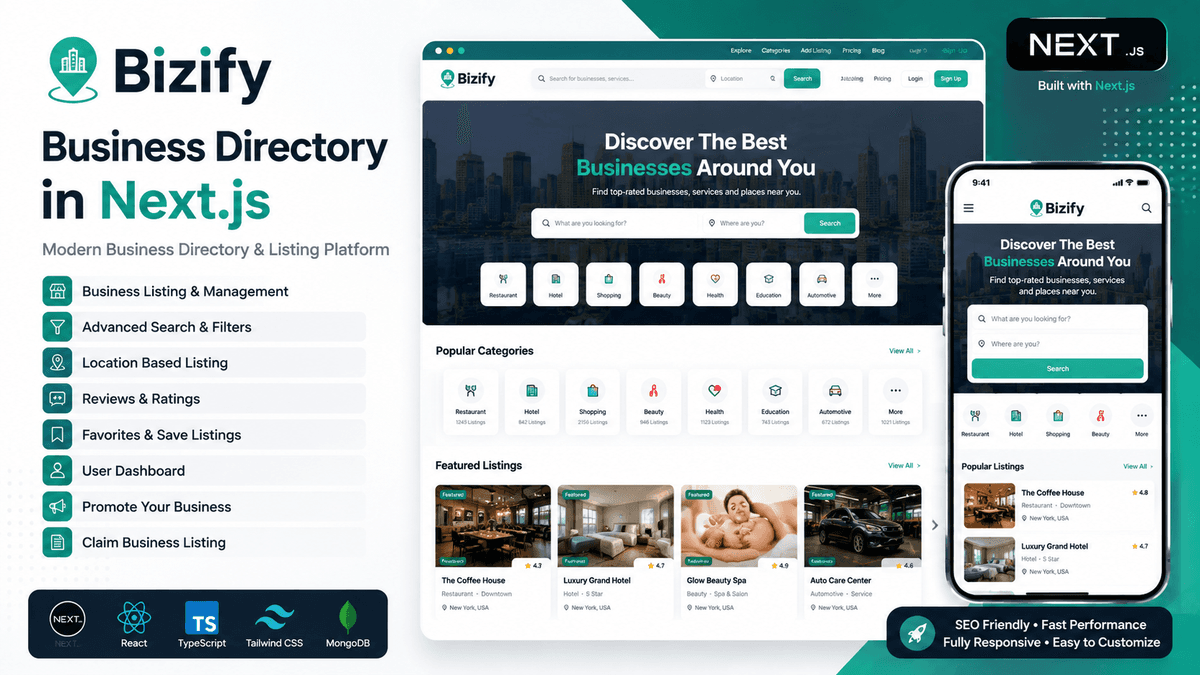Bizify – Business Directory in Next.js