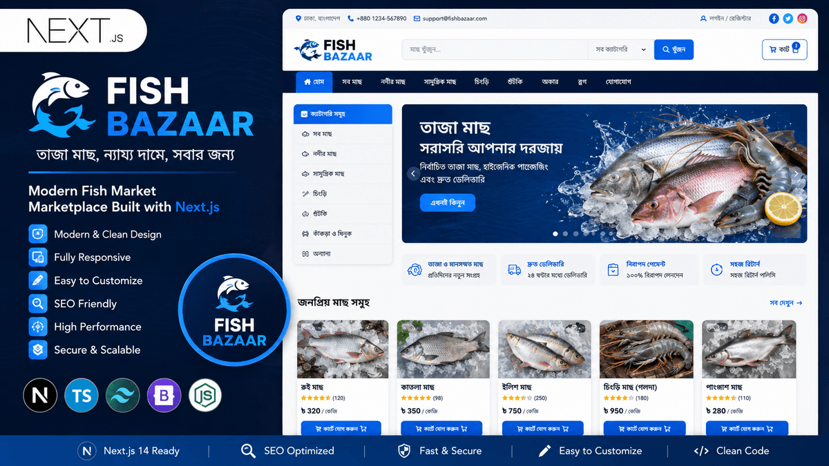 Fish Bazaar – Next.js Online Fish Marketplace & E-commerce