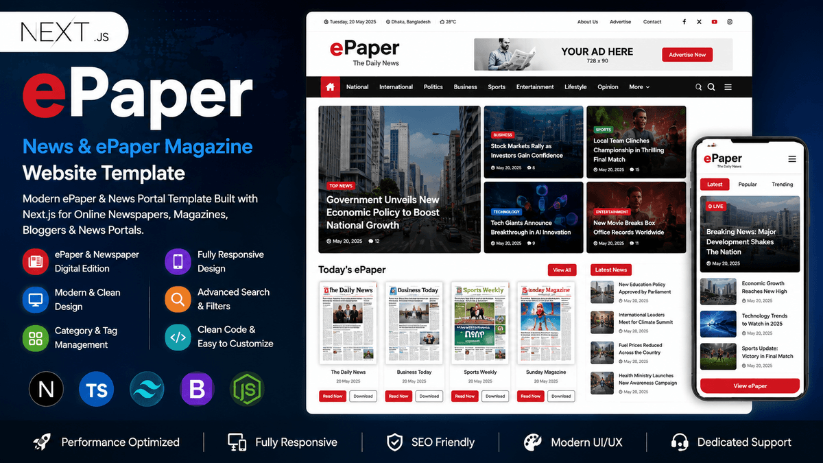 ePaper – Next.js Online Newspaper & Digital ePaper News Portal Script