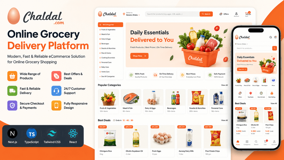 Chaldal – Next.js Online Grocery Delivery & eCommerce Website Script